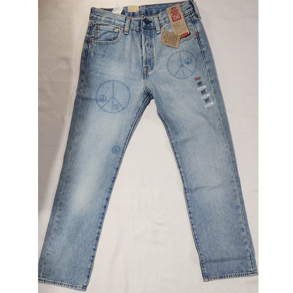 Levi's 501 original W28xL30 sit at waist with peace signs men-button fly